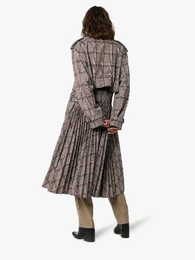 Shop Stella Mccartney Check-print Double-breasted Belted Trench Coat In Brown