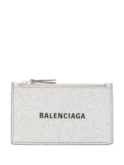 Shop Balenciaga Everyday Credit Card Holder In Silver
