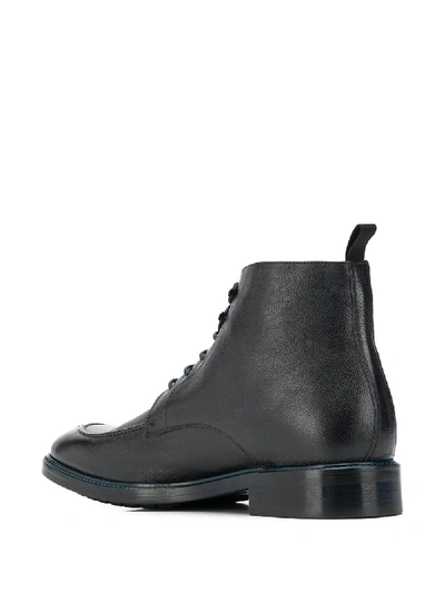 Shop Paul Smith Leather Lace-up Boot In Blue