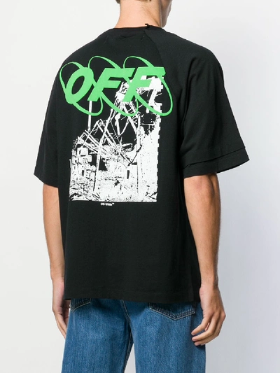 Shop Off-white Print Cotton T-shirt In Black