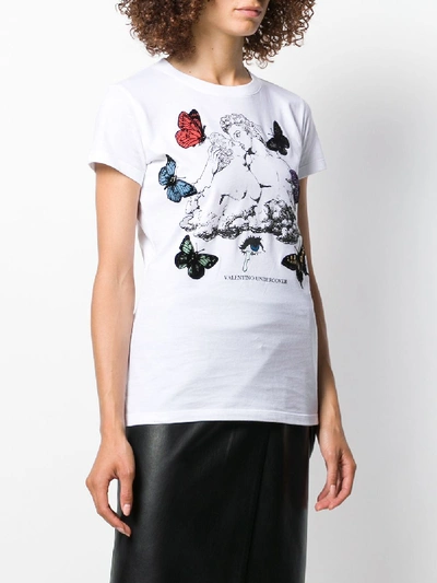 Shop Valentino Printed Cotton T-shirt In White