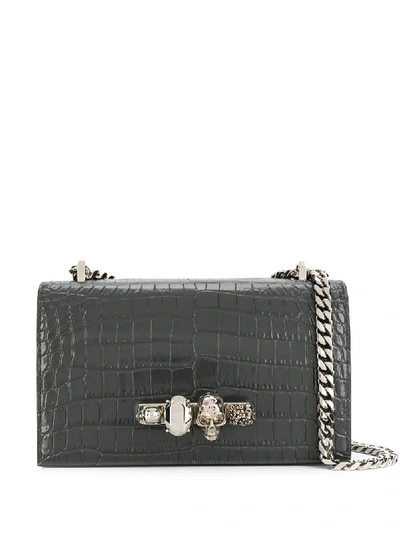 Shop Alexander Mcqueen Leather Shoulder Bag In Grey