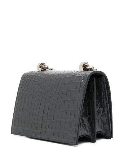 Shop Alexander Mcqueen Leather Shoulder Bag In Grey