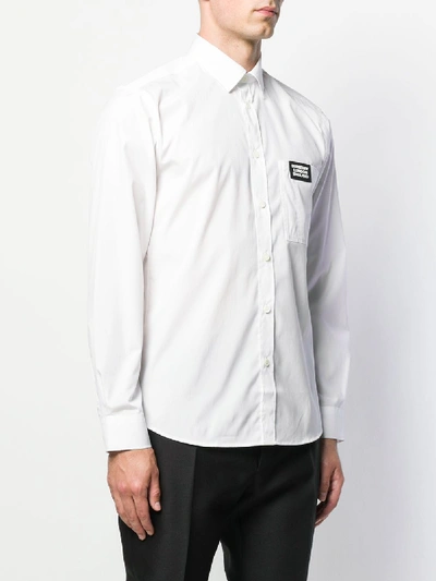 Shop Burberry Logo Cotton Shirt In White