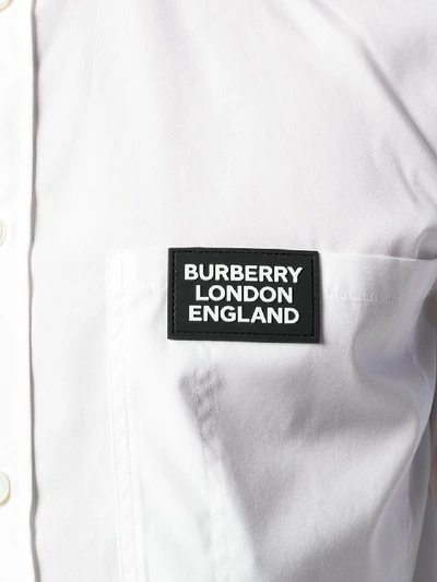 Shop Burberry Logo Cotton Shirt In White