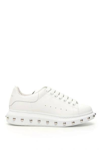 Shop Alexander Mcqueen Studded Oversize Sneakers In White Silver (white)