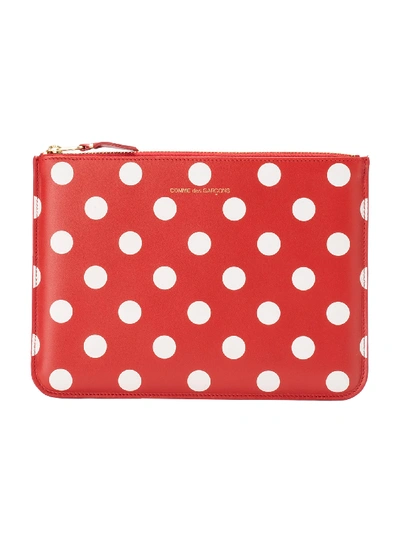 Comme Des Garçons Polka Dot Print Wallet In Red