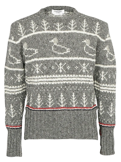 Shop Thom Browne Duck Icon Sweater In Med Grey