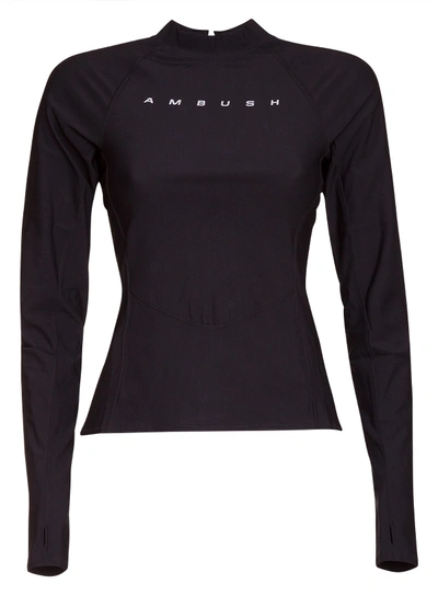 Shop Ambush Logo Print Scuba Fabric Top In Nero