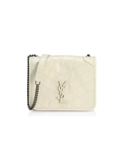 Shop Saint Laurent Niki Leather Crossbody Bag In Blanc Vintage