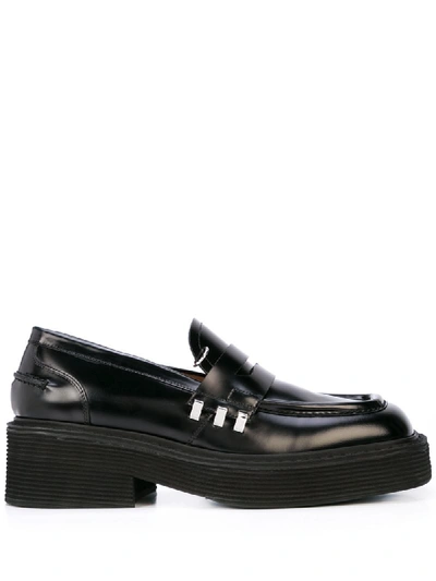 Shop Marni Chunky Sole Penny Loafers In Black