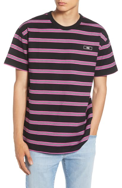 black vans pink stripe