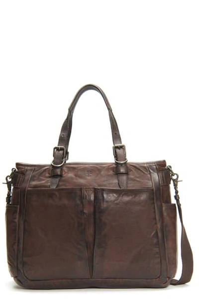 Shop Frye Murray Leather Tote Bag In Dark Brown