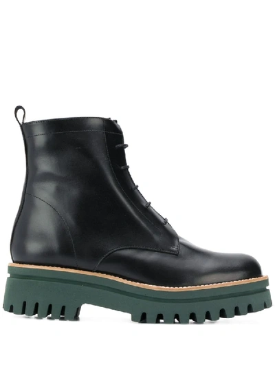 Shop Paloma Barceló Ridged-sole Lace-up Ankle Boots In Black