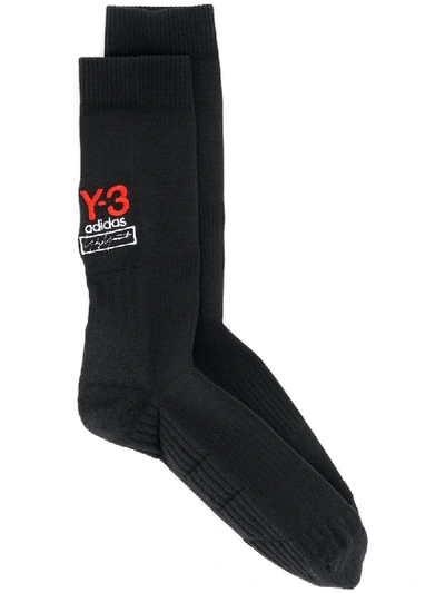 Shop Y-3 Embroidered Lgoo Socks - Black