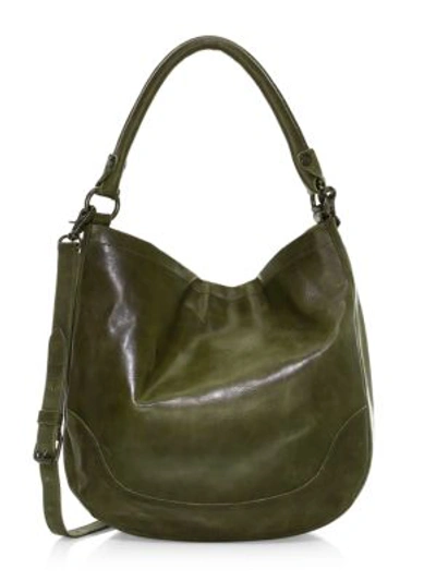 Shop Frye Melissa Leather Hobo Bag In Pine