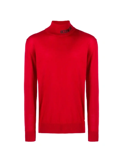 Gcds Red Wool Blend Turtleneck Sweater In Red