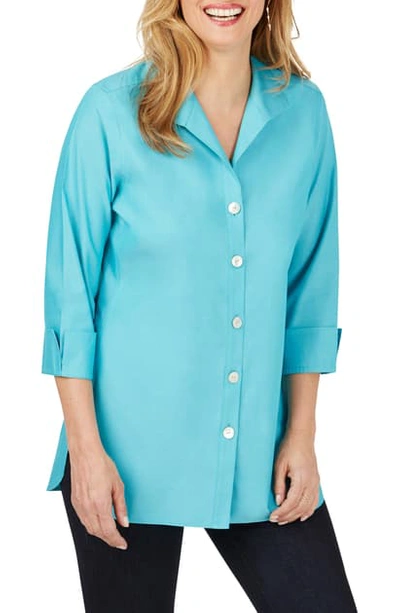 Shop Foxcroft Pandora Non-iron Cotton Shirt In Blue Spruce