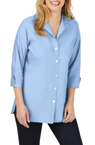 Shop Foxcroft Pandora Non-iron Cotton Shirt In French Blue