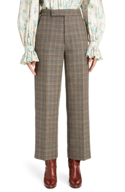 Shop Marc Jacobs Plaid Wool & Silk Straight Leg Pants In Grey Multi