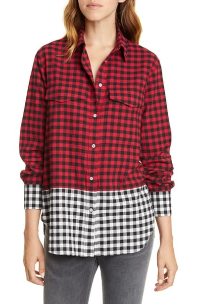 Shop Rag & Bone Birdie Buffalo Check Print Shirt In Red/ Black