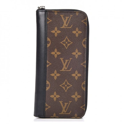 Pre-owned Louis Vuitton Zippy Wallet Vertical Monogram Macassar Brown/black