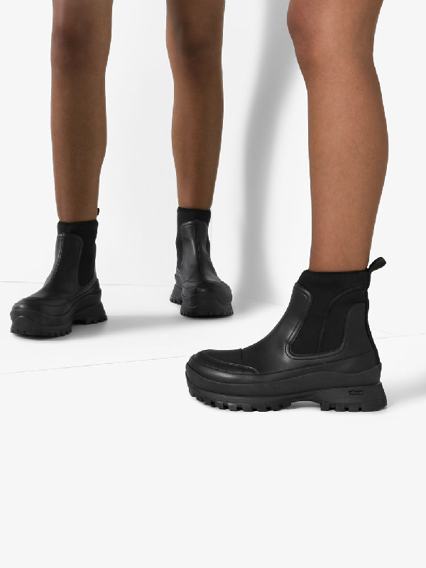 Stella Mccartney Faux Leather And Neoprene Ankle Boots In Black Modesens