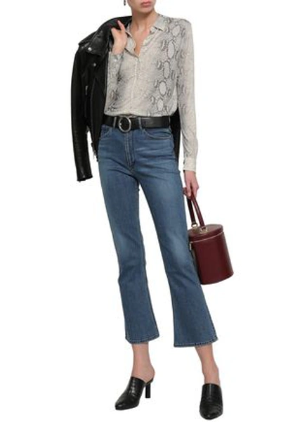 Shop 3x1 Cropped High-rise Bootcut Jeans In Mid Denim