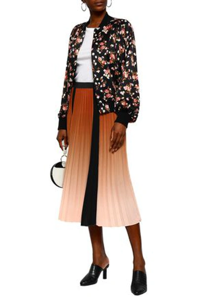 Shop A.l.c . Woman Floral-print Stretch-silk Bomber Jacket Black