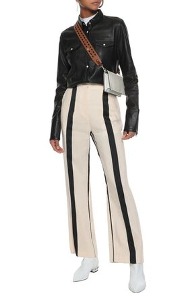 Shop Acne Studios Woman Obel Striped Woven Wide-leg Pants Ecru