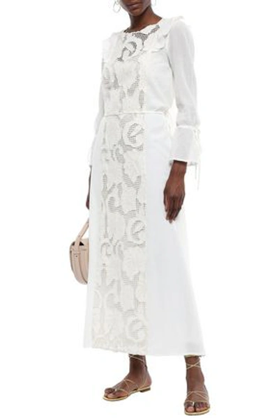 Shop Antik Batik Melly Paneled Guipure Lace And Cotton-gauze Maxi Dress In White