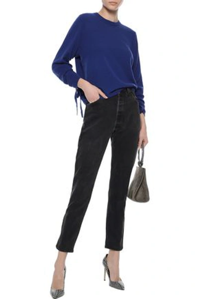 Shop Autumn Cashmere Woman Lace-up Cashmere Sweater Royal Blue