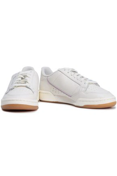 Shop Adidas Originals Woman Continental 80 Grosgrain-trimmed Textured-leather Sneakers Ivory