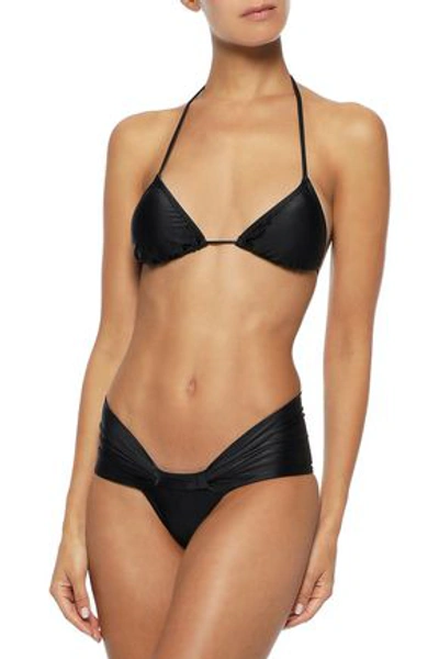 Shop Adriana Degreas Woman Ruched Triangle Bikini Black