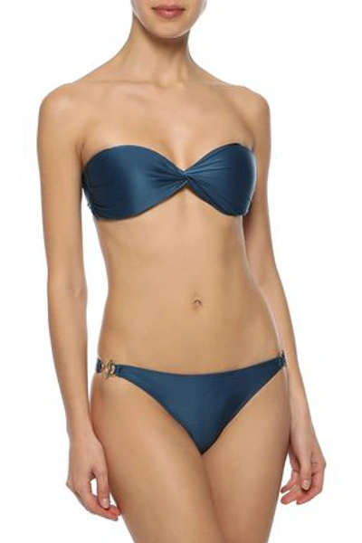 Shop Adriana Degreas Twist-front Bandeau Bikini In Storm Blue