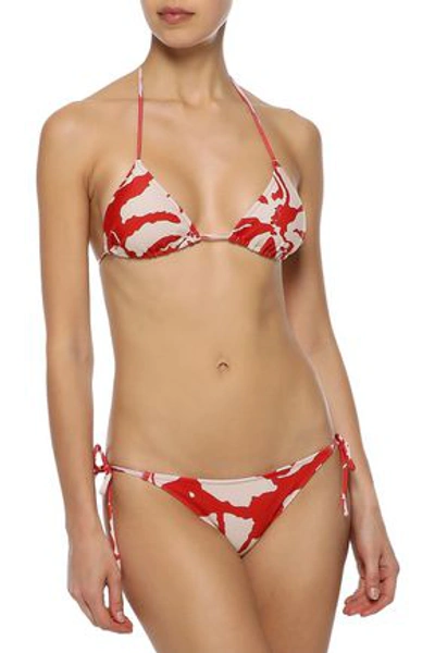 Shop Adriana Degreas Printed Triangle Bikini In Tomato Red