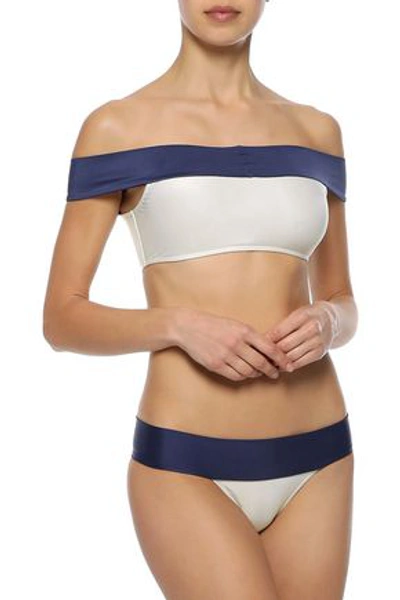Shop Adriana Degreas Woman Off-the-shoulder Bikini Navy