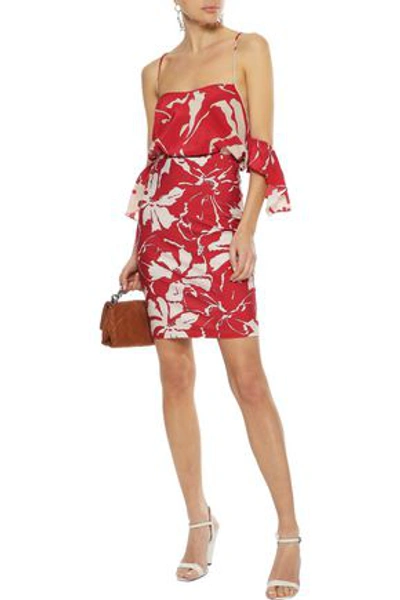 Shop Adriana Degreas Woman Floral-print Stretch-jersey Mini Skirt Red