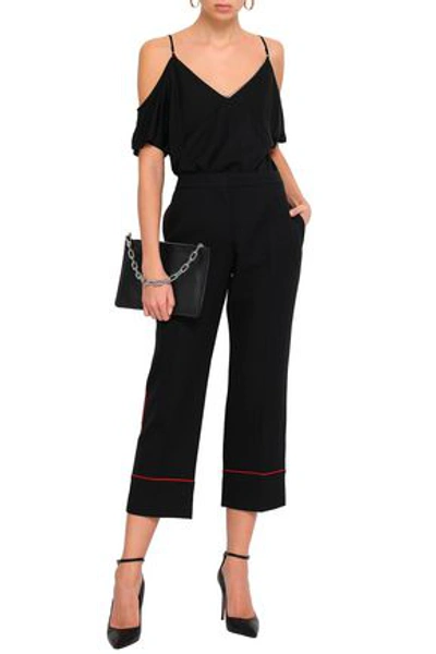 Shop Alexander Mcqueen Woman Cropped Wool-blend Straight-leg Pants Black