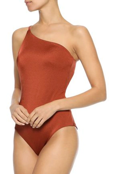 Shop Alix Woman Seville One-shoulder Open-back Swimsuit Copper