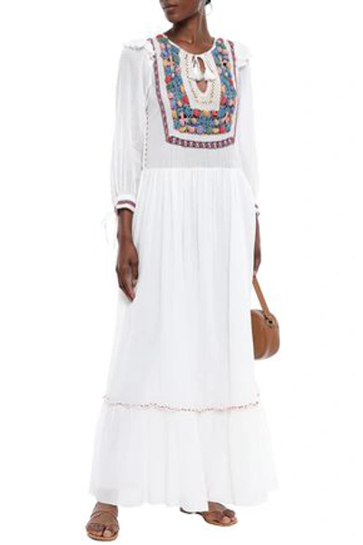 Shop Antik Batik Woman Tasseled Crochet-paneled Cotton-gauze Maxi Dress Off-white