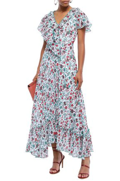 Shop Antik Batik Lally Ruffled Floral-print Cotton-gauze Maxi Dress In Ivory