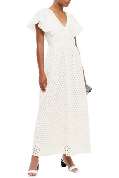 Shop Antik Batik Jada Ruffle-trimmed Broderie Anglaise Cotton Maxi Dress In Off-white