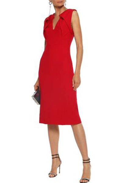 Shop Antonio Berardi Pleated Stretch-crepe Dress In Crimson