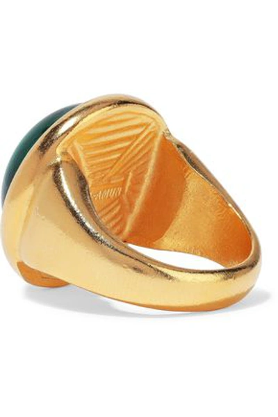 Shop Ben-amun Woman 24-karat Gold-plated Stone Ring Green