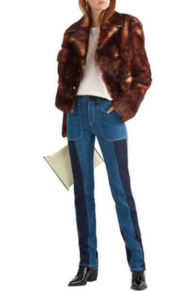 Shop Chloé Leather-trimmed Shearling Jacket In Brown