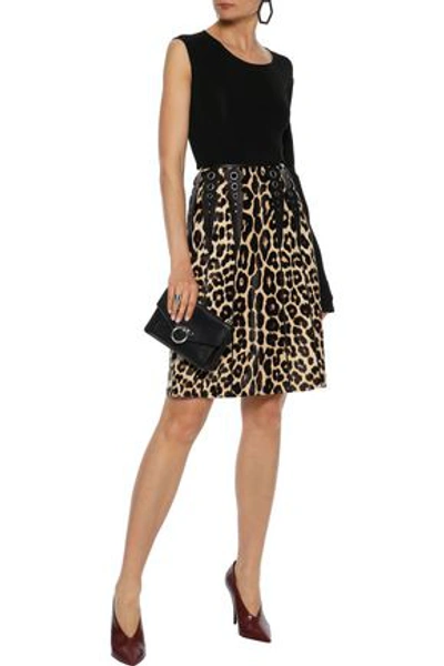Shop Bottega Veneta Woman Embellished Leopard-print Calf Hair Skirt Animal Print
