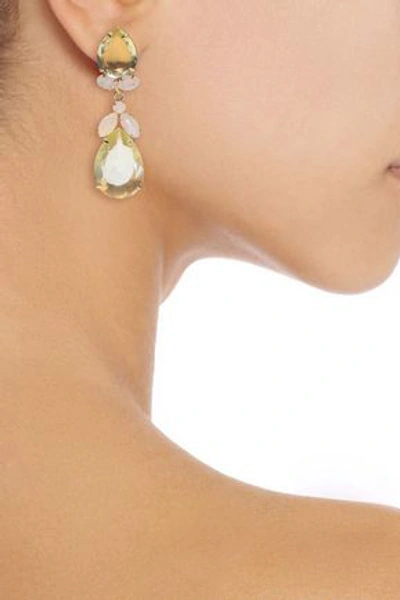 Shop Bounkit Woman 14-karat Gold-plated, Quartz And Moonstone Earrings Gold