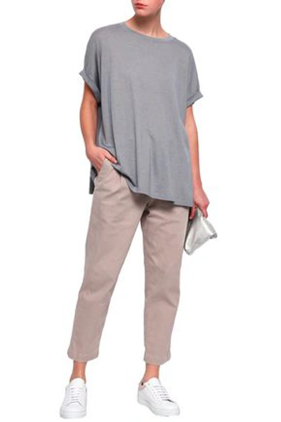 Shop Brunello Cucinelli Metallic Cashmere-blend T-shirt In Light Gray