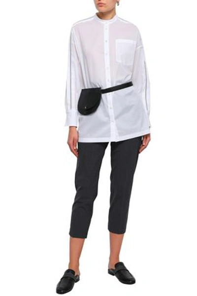 Shop Brunello Cucinelli Woman Bead-embellished Cotton-poplin Shirt White